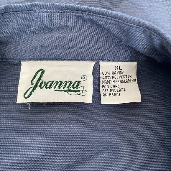 Vintage Casual Top Size XL Blue Solid Short Sleeve Button Pocket Minimal Relaxed - Picture 9 of 11